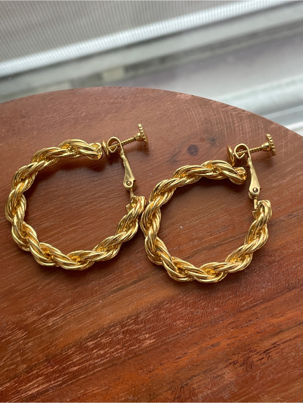 Napier Gold-Tone Twisted Rope Hoop Clip-On Earrings